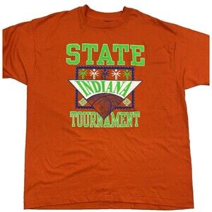 Vintage 90s Indiana State Basketball Tournament Tee XXL Single Stitch USA‎ Made